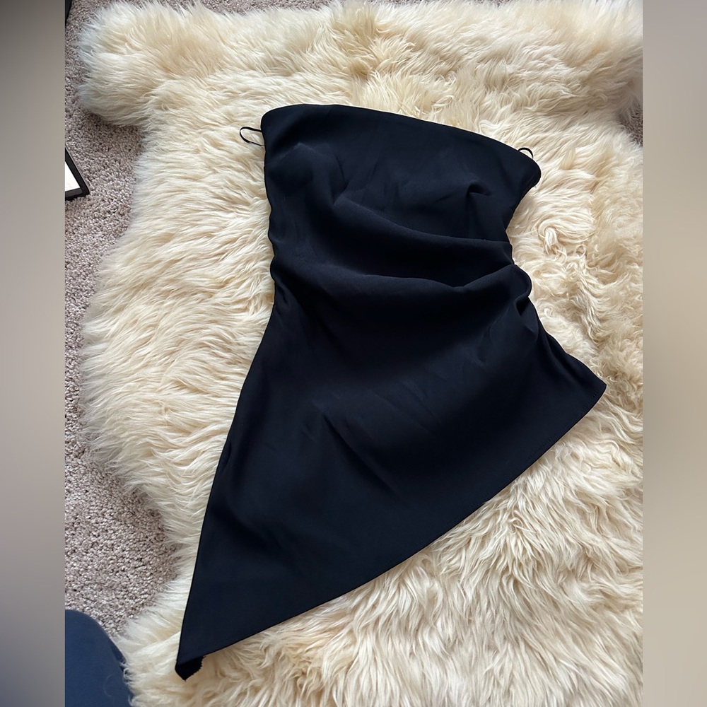 Black Asymmetric Strapless Women’s Top